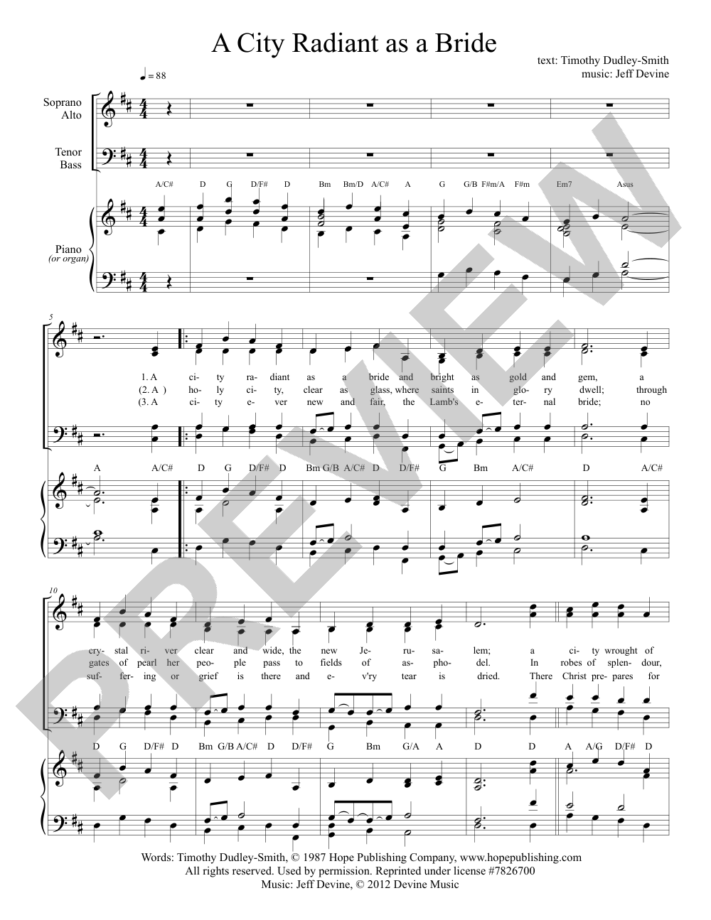 A City Radiant as a Bride sheet music preview, page 1 — Jeff Devine