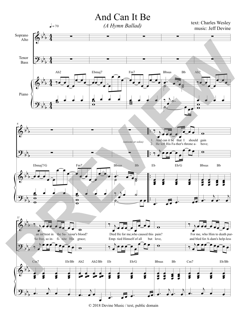 And Can It Be sheet music preview, page 1 — Jeff Devine