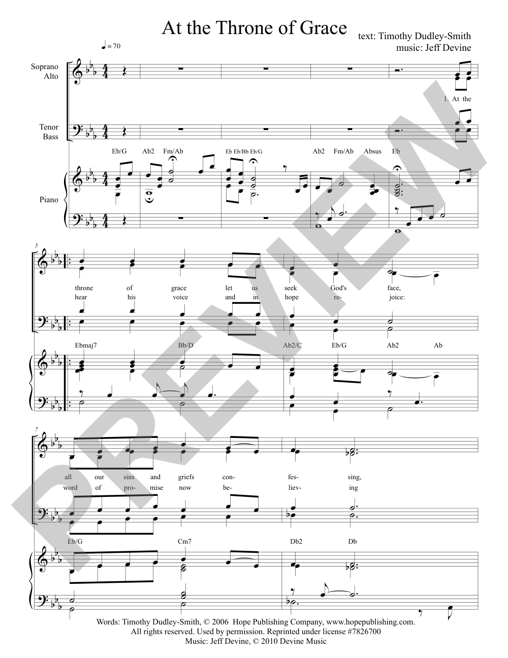 At the Throne of Grace sheet music preview, page 1 — Jeff Devine
