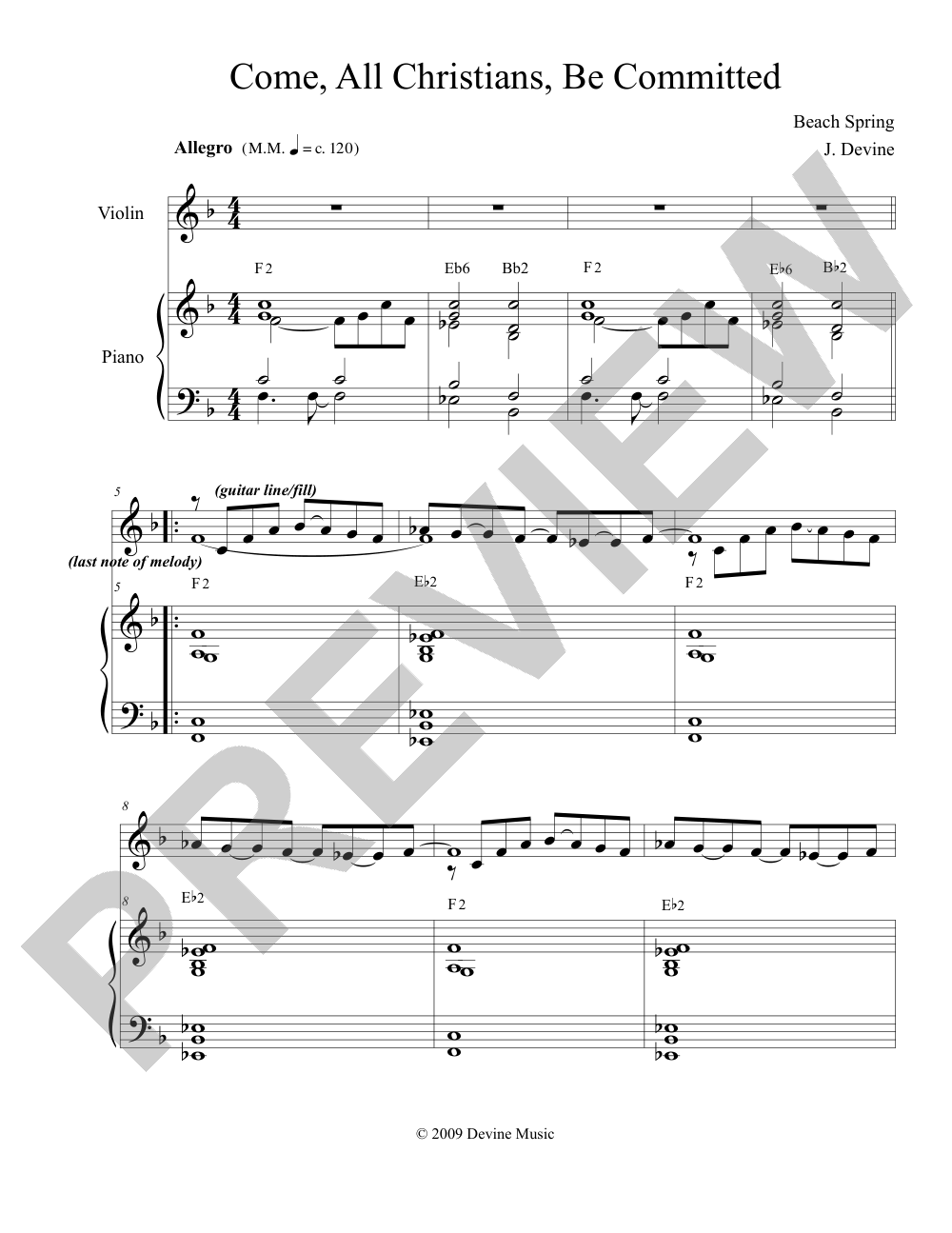 Come, All Christians, Be Committed sheet music preview, page 1 — Jeff Devine