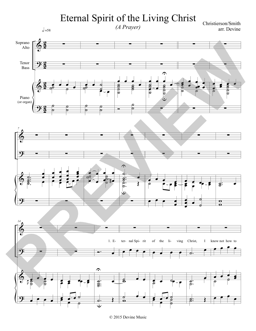 Eternal Spirit of the Living Christ (<em>Sursum Corda</em>) sheet music preview, page 1 — Jeff Devine