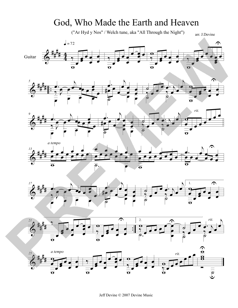 God, Who Made the Earth and Heaven sheet music preview, page 1 — Jeff Devine