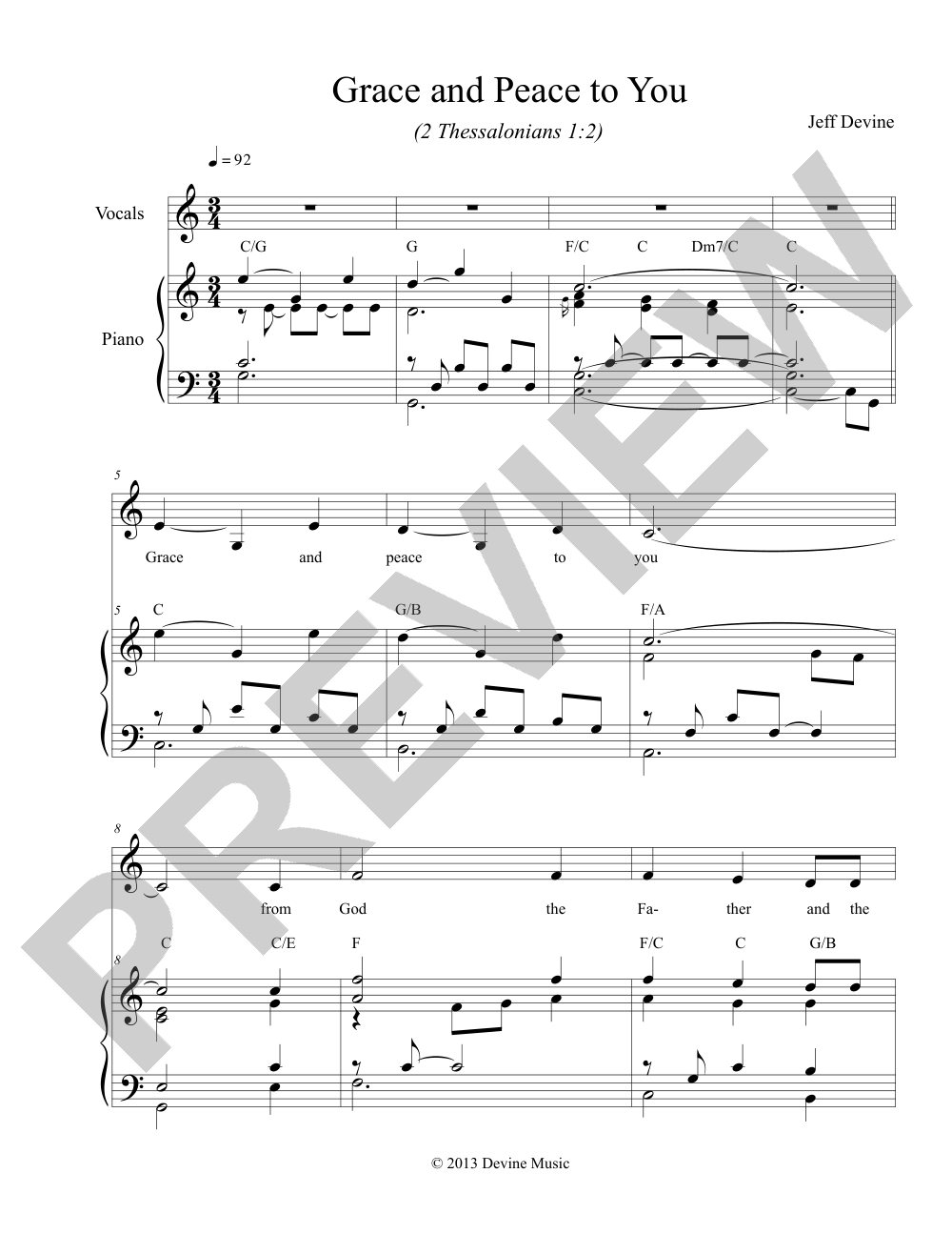 Grace and Peace to You sheet music preview, page 1 — Jeff Devine