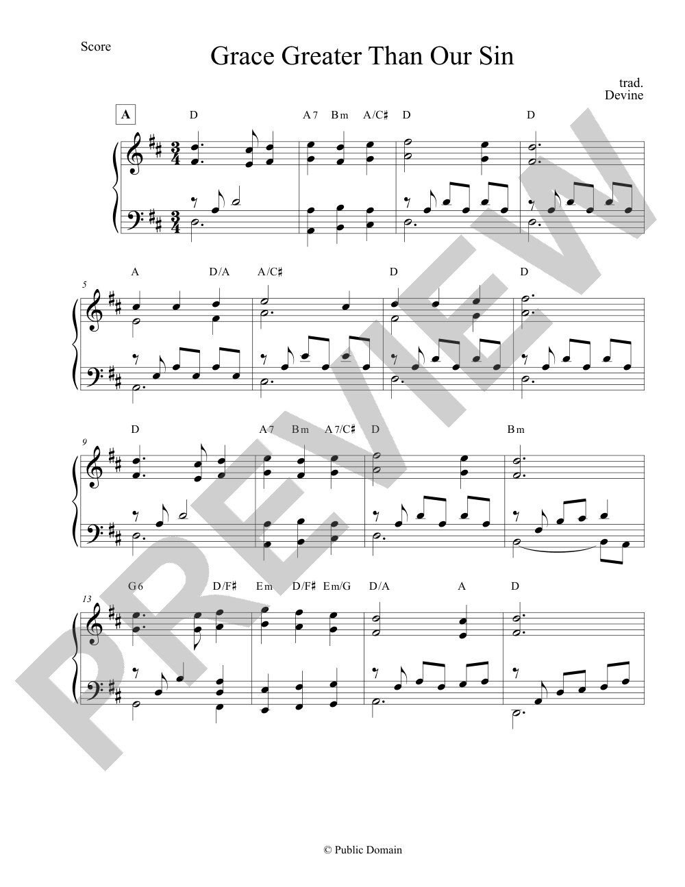Grace Greater Than Our Sin sheet music preview, page 1 — Jeff Devine