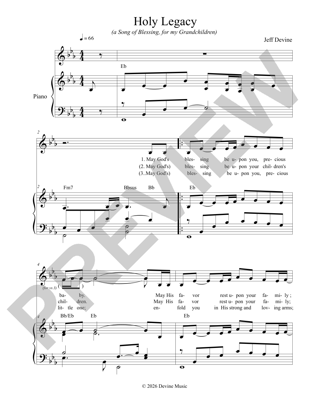 Holy Legacy sheet music preview, page 1 — Jeff Devine