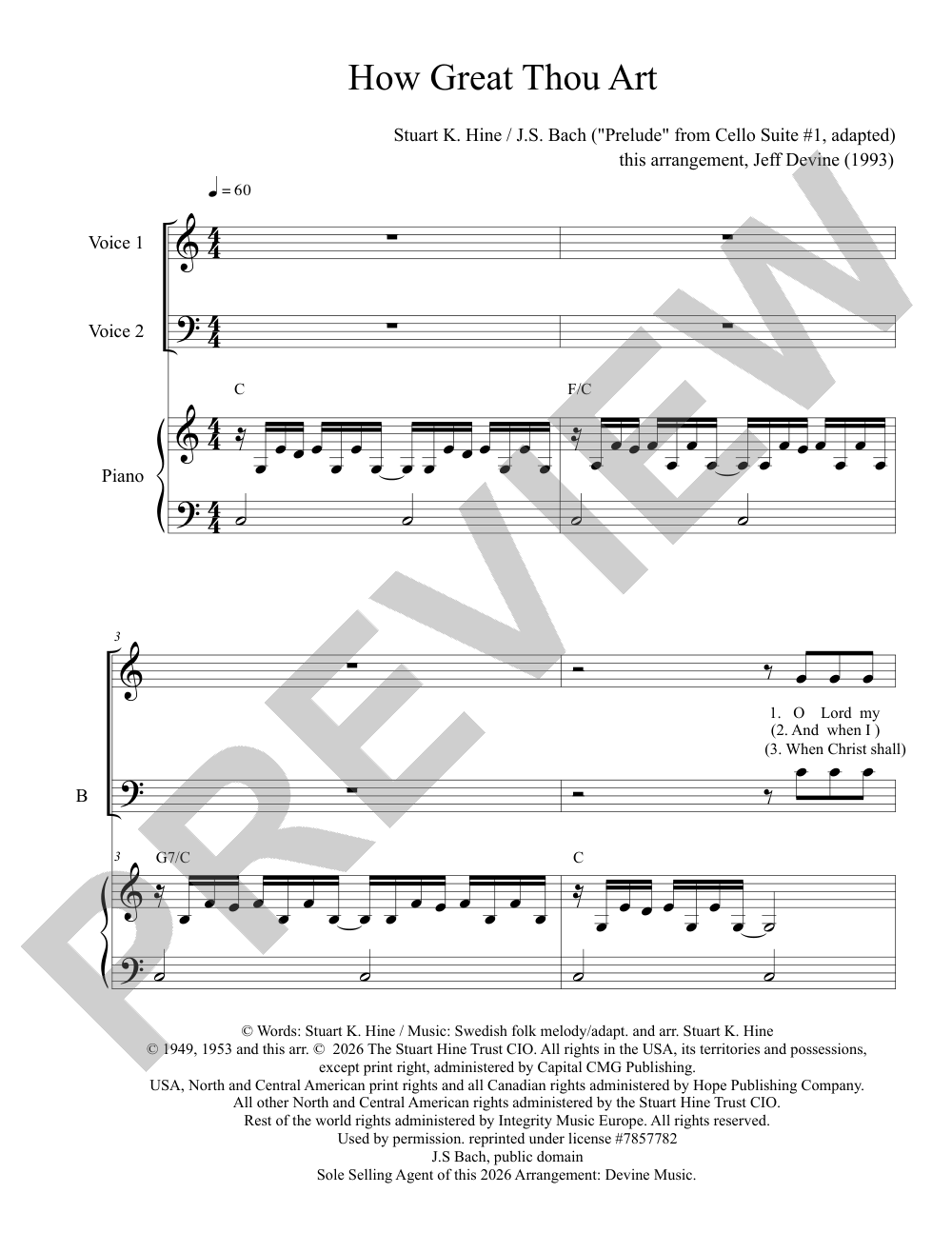 How Great Thou Art sheet music preview, page 1 — Jeff Devine