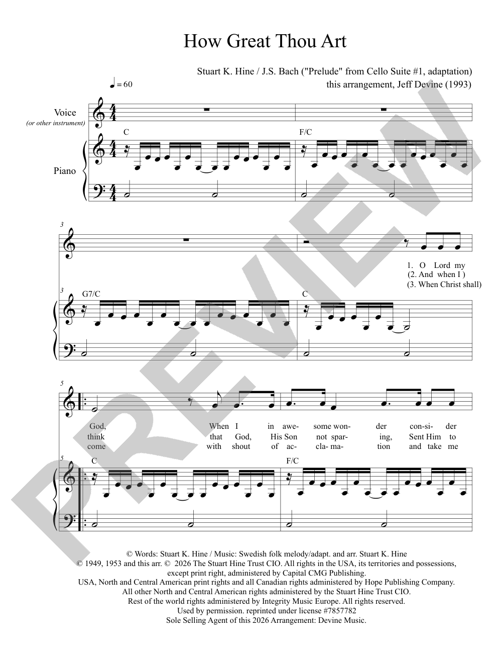 How Great Thou Art sheet music preview, page 1 — Jeff Devine