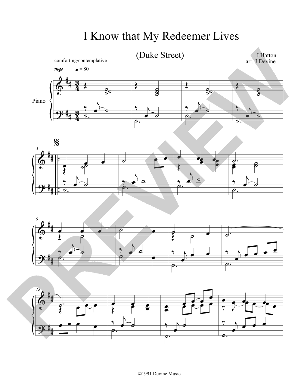 I Know That My Redeemer Lives sheet music preview, page 1 — Jeff Devine