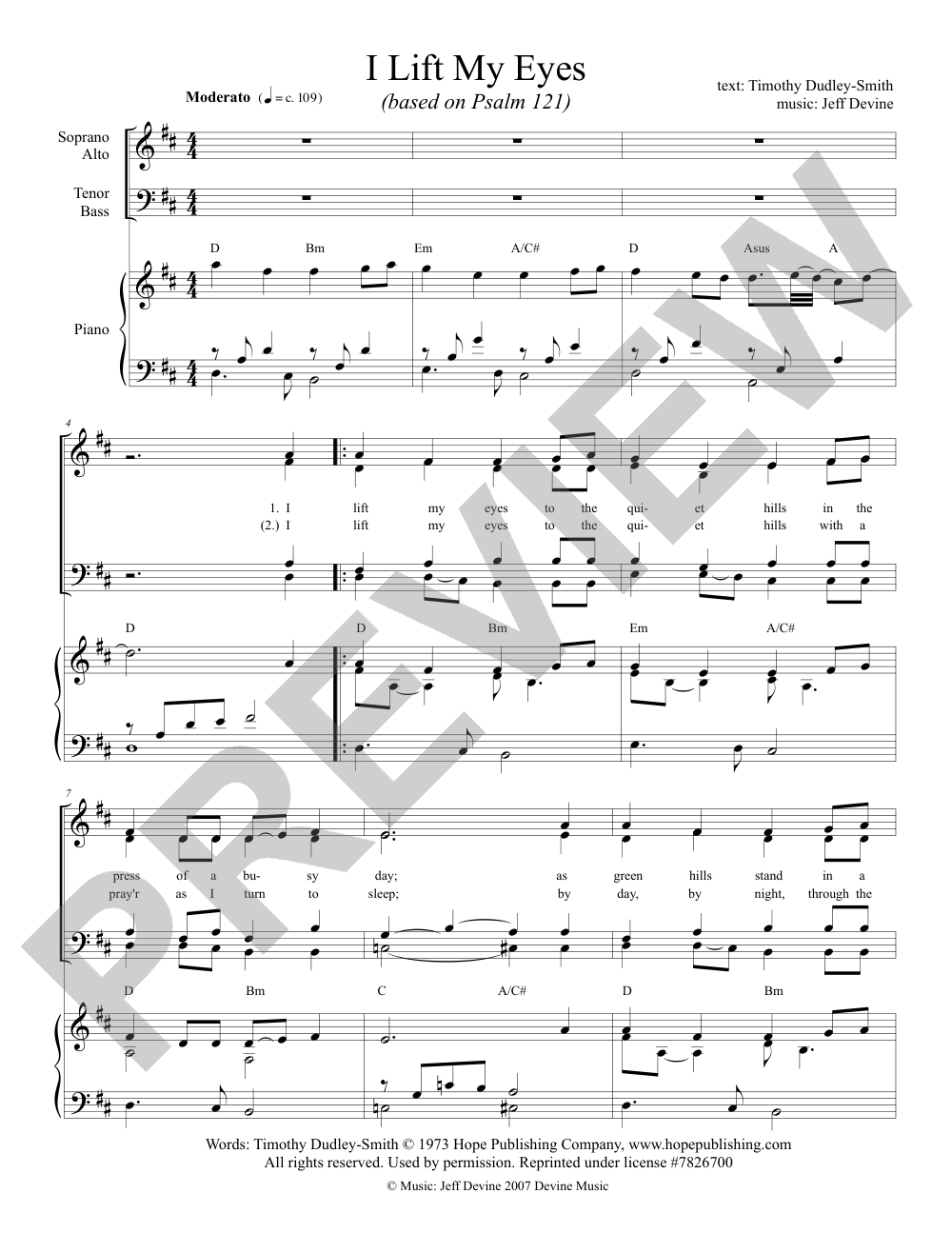 I Lift My Eyes sheet music preview, page 1 — Jeff Devine
