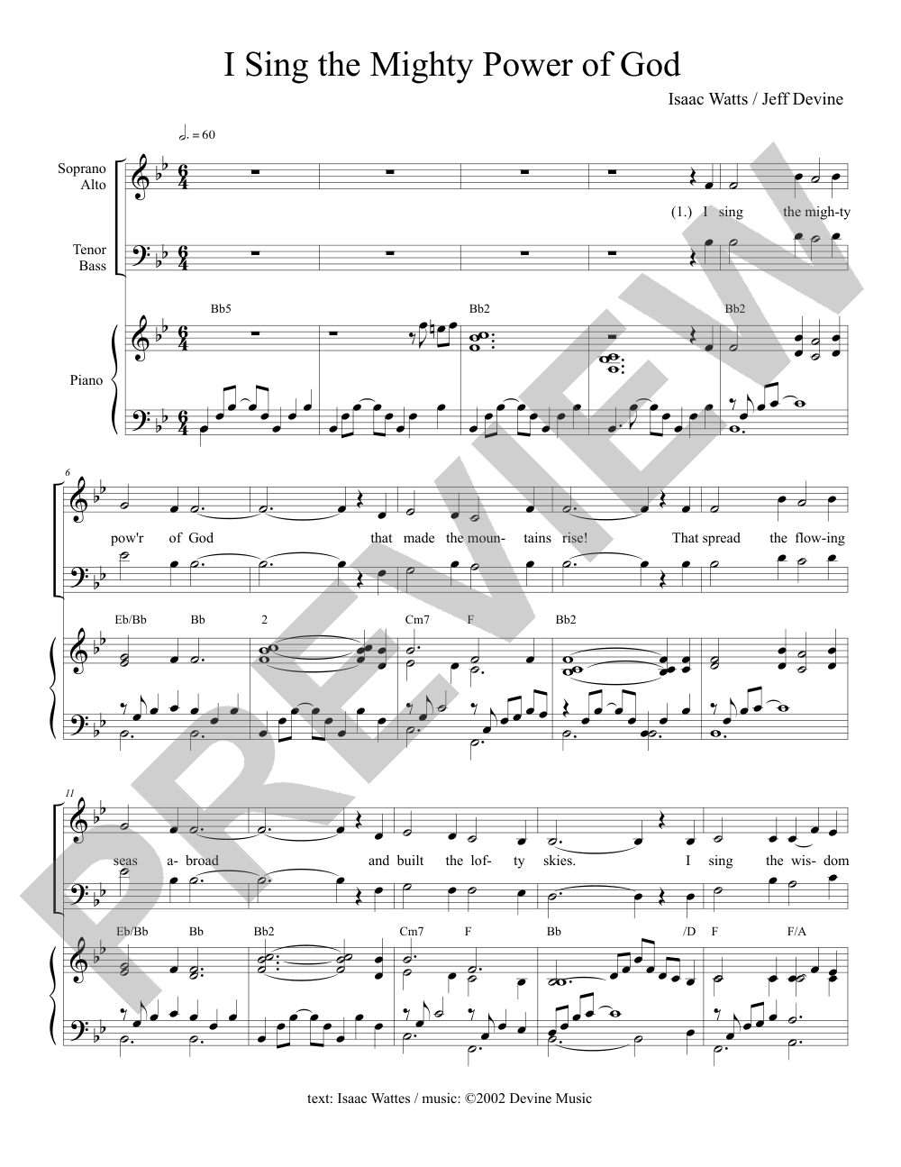 I Sing the Mighty Power of God sheet music preview, page 1 — Jeff Devine