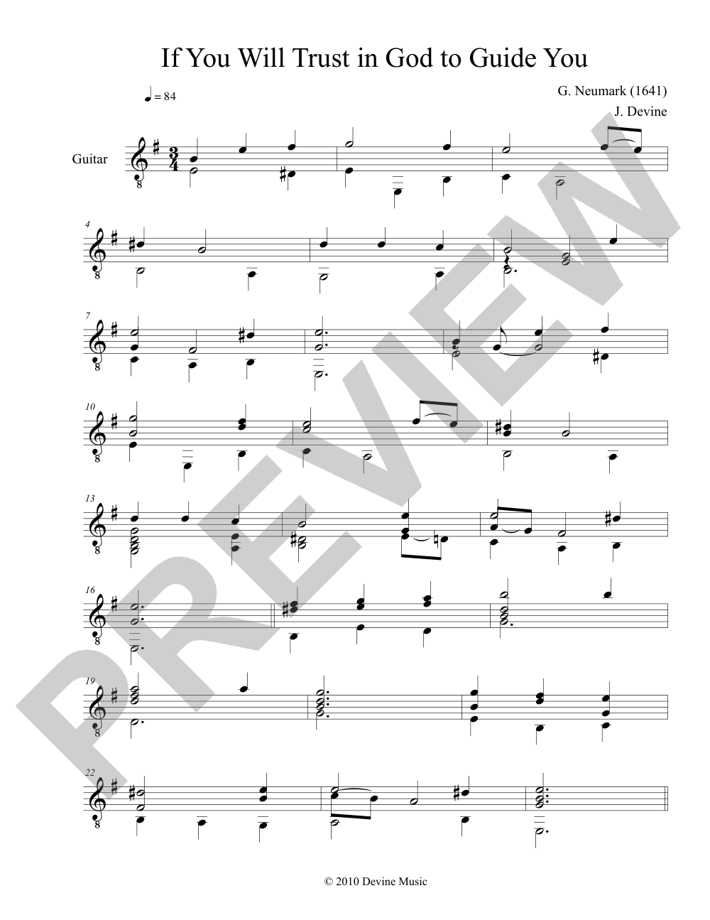 If You will Trust in God to Guide You sheet music preview, page 1 — Jeff Devine