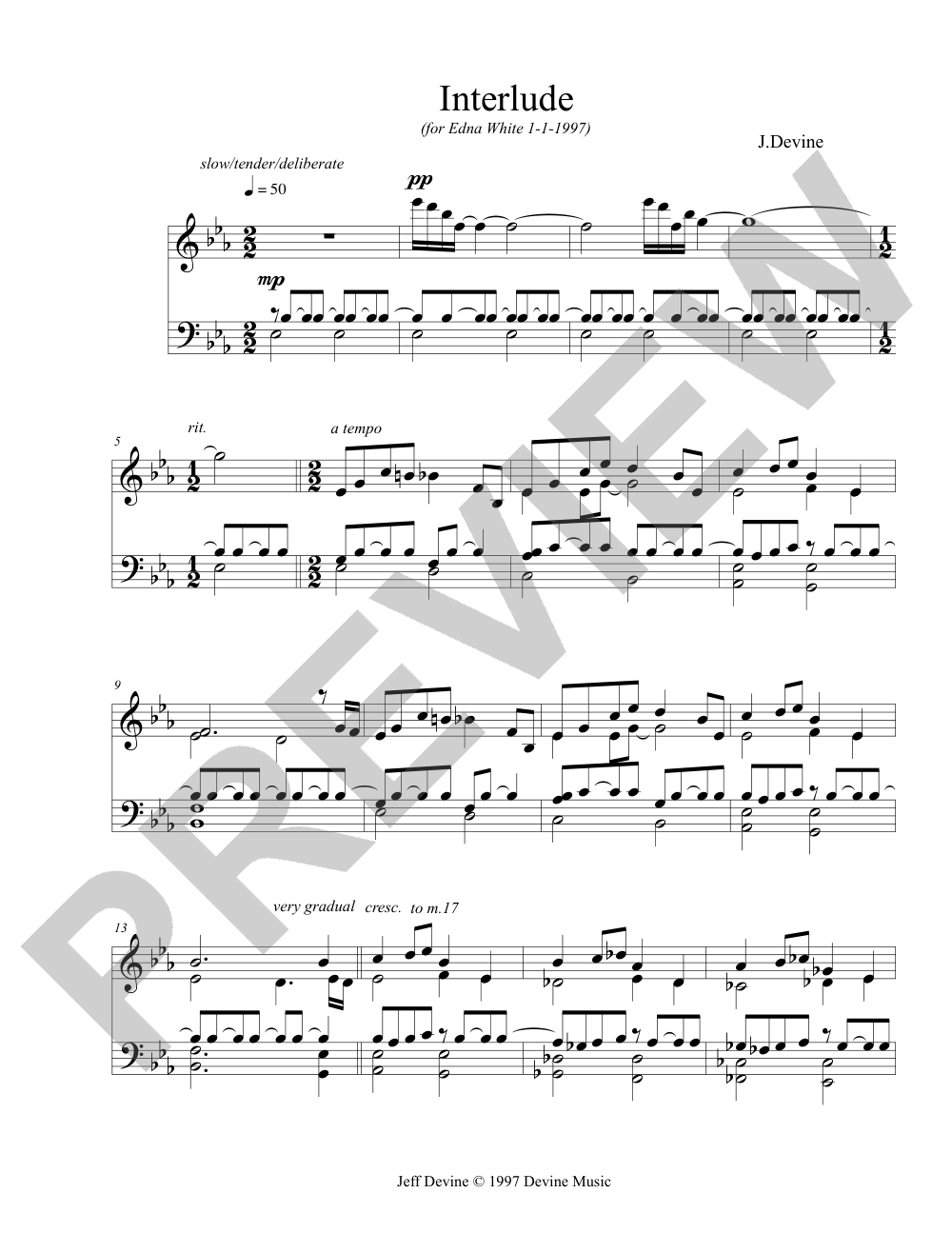Interlude sheet music preview, page 1 — Jeff Devine