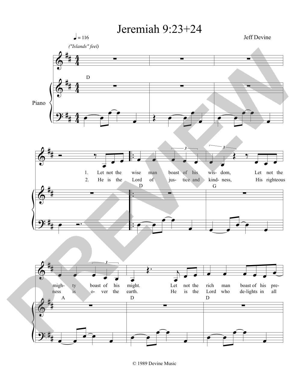 Jeremiah 9:23+24 sheet music preview, page 1 — Jeff Devine