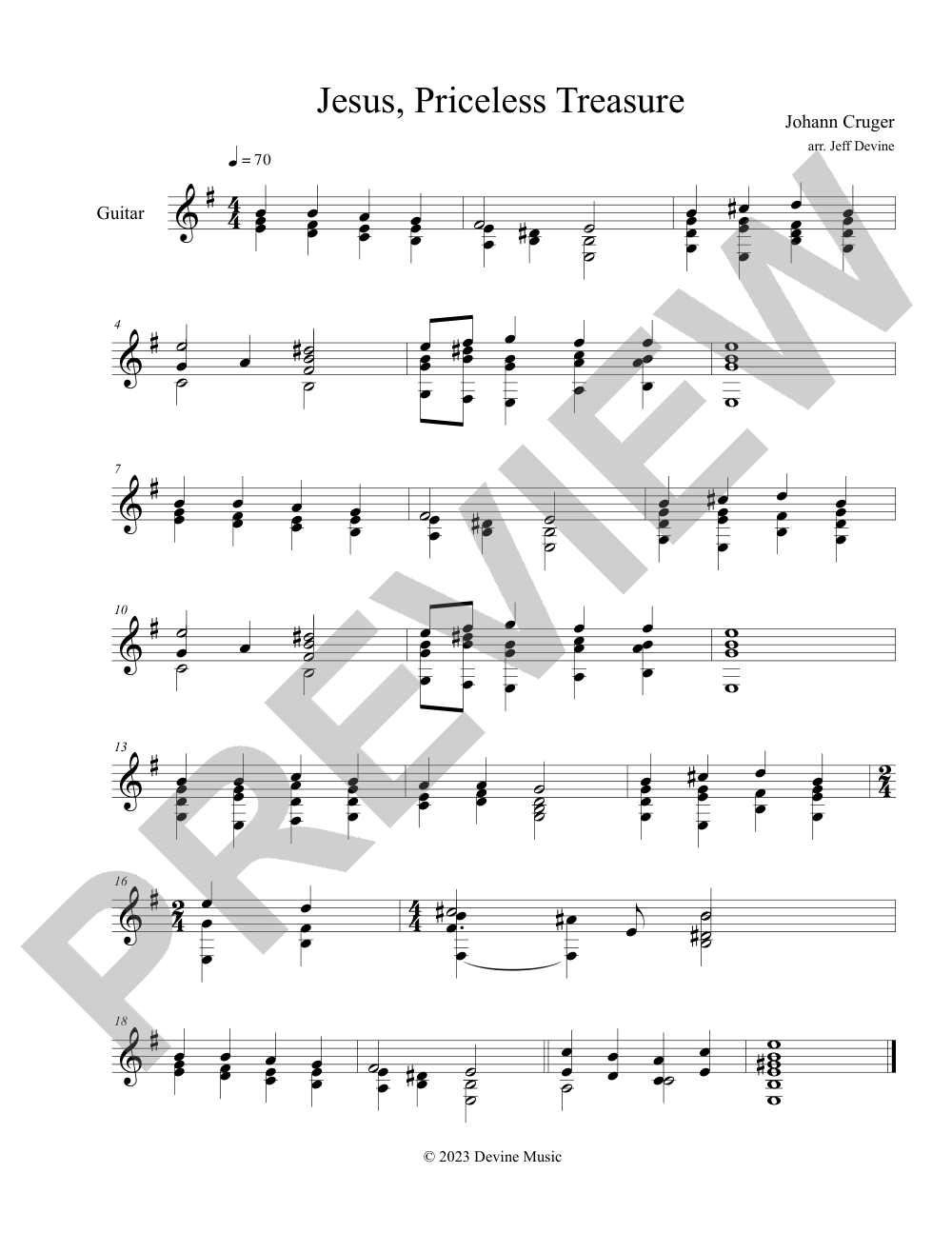 Jesus, Priceless Treasure sheet music preview, page 1 — Jeff Devine