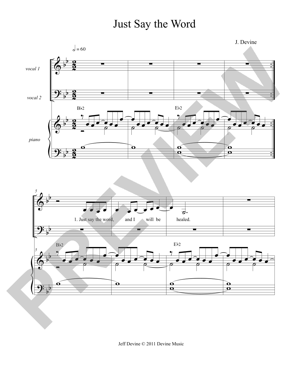 Just Say the Word sheet music preview, page 1 — Jeff Devine