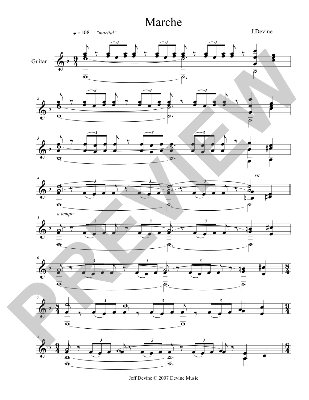 Marche sheet music preview, page 1 — Jeff Devine