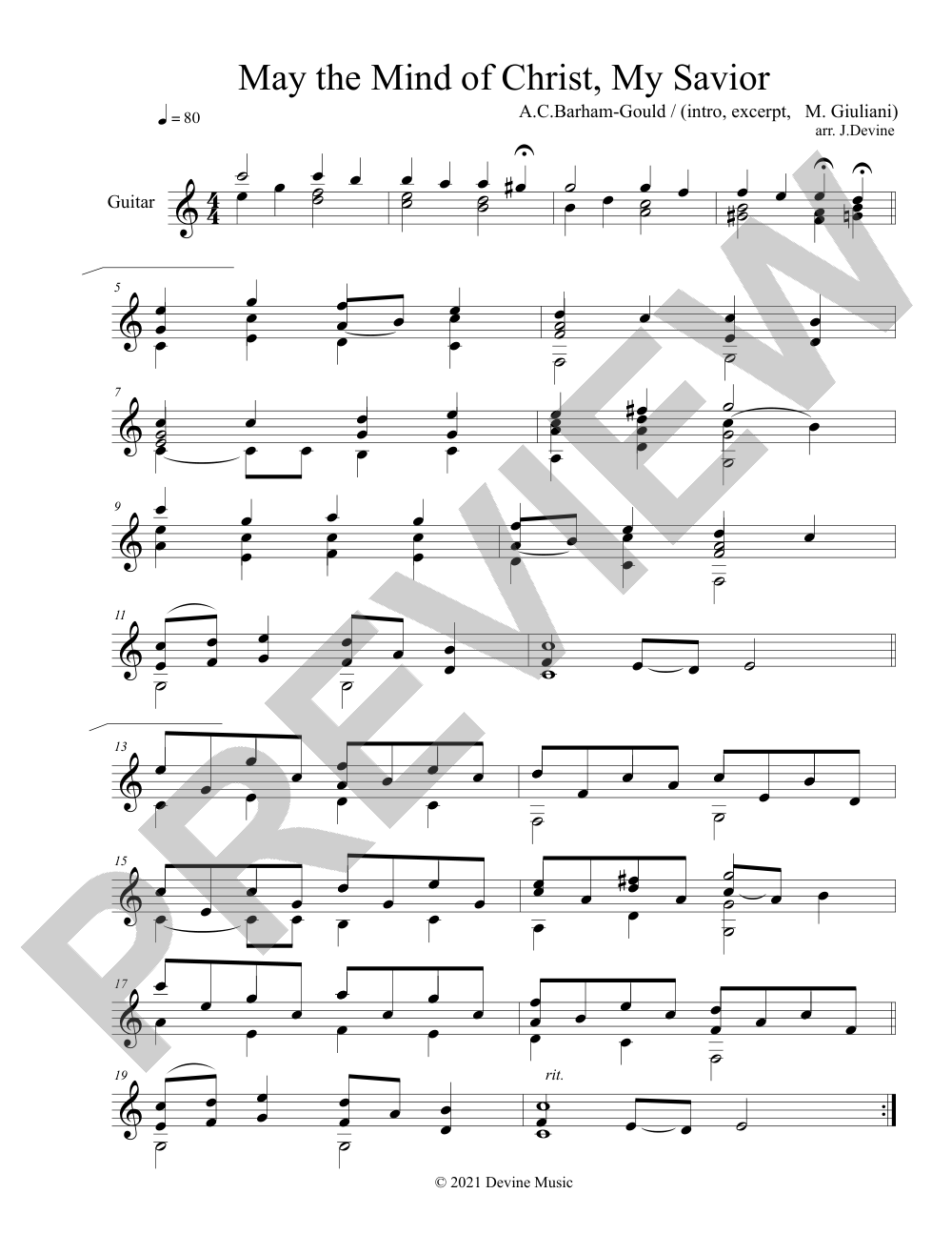 May the Mind of Christ, My Savior sheet music preview, page 1 — Jeff Devine