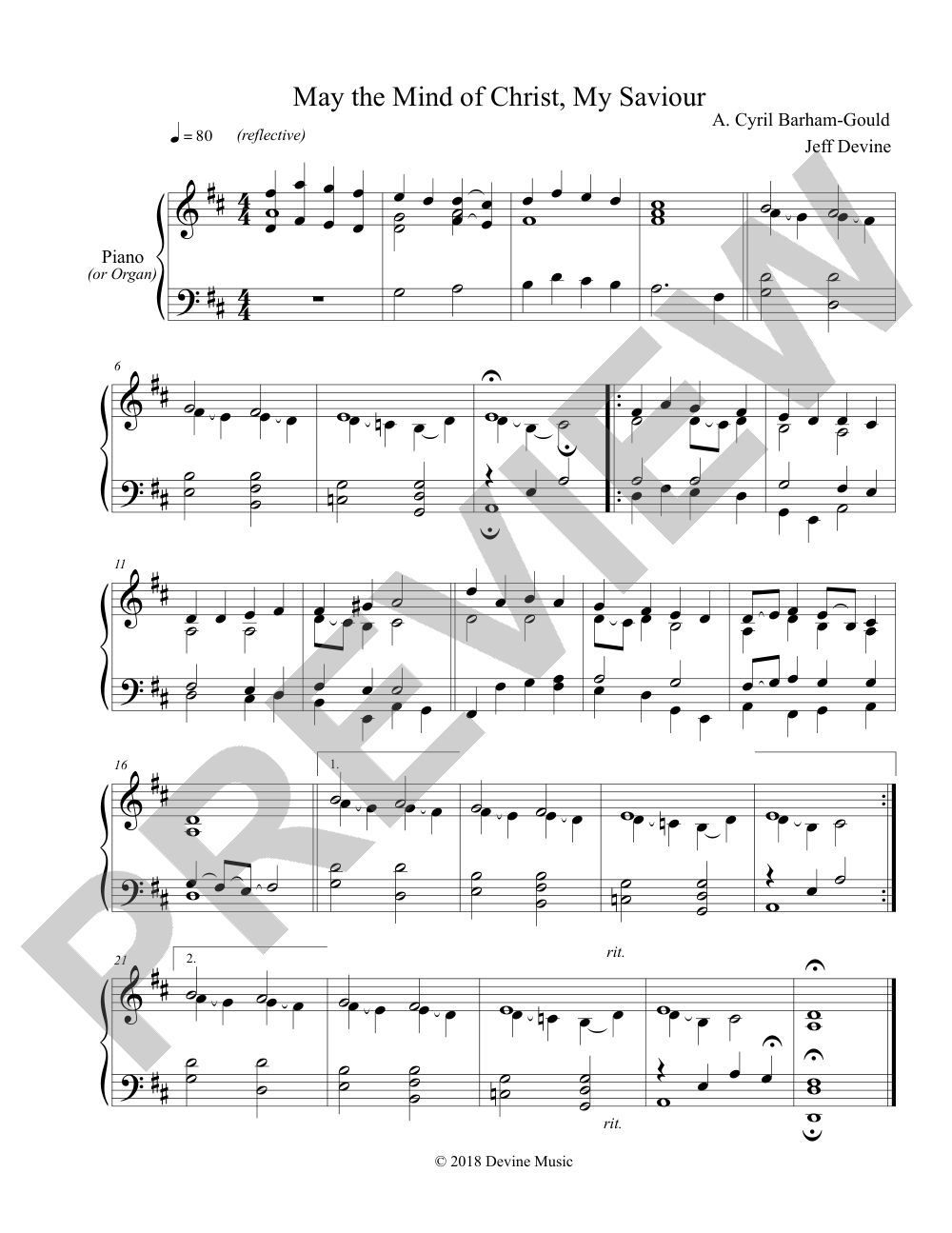 May the Mind of Christ, My Saviour (Piano) sheet music preview, page 1 — Jeff Devine