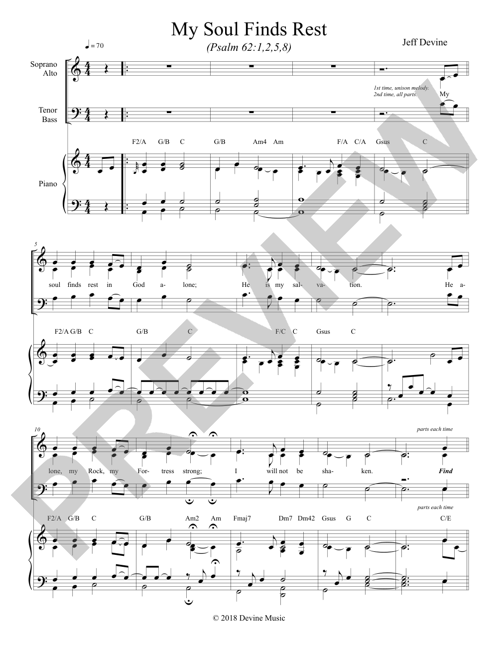 My Soul Finds Rest sheet music preview, page 1 — Jeff Devine