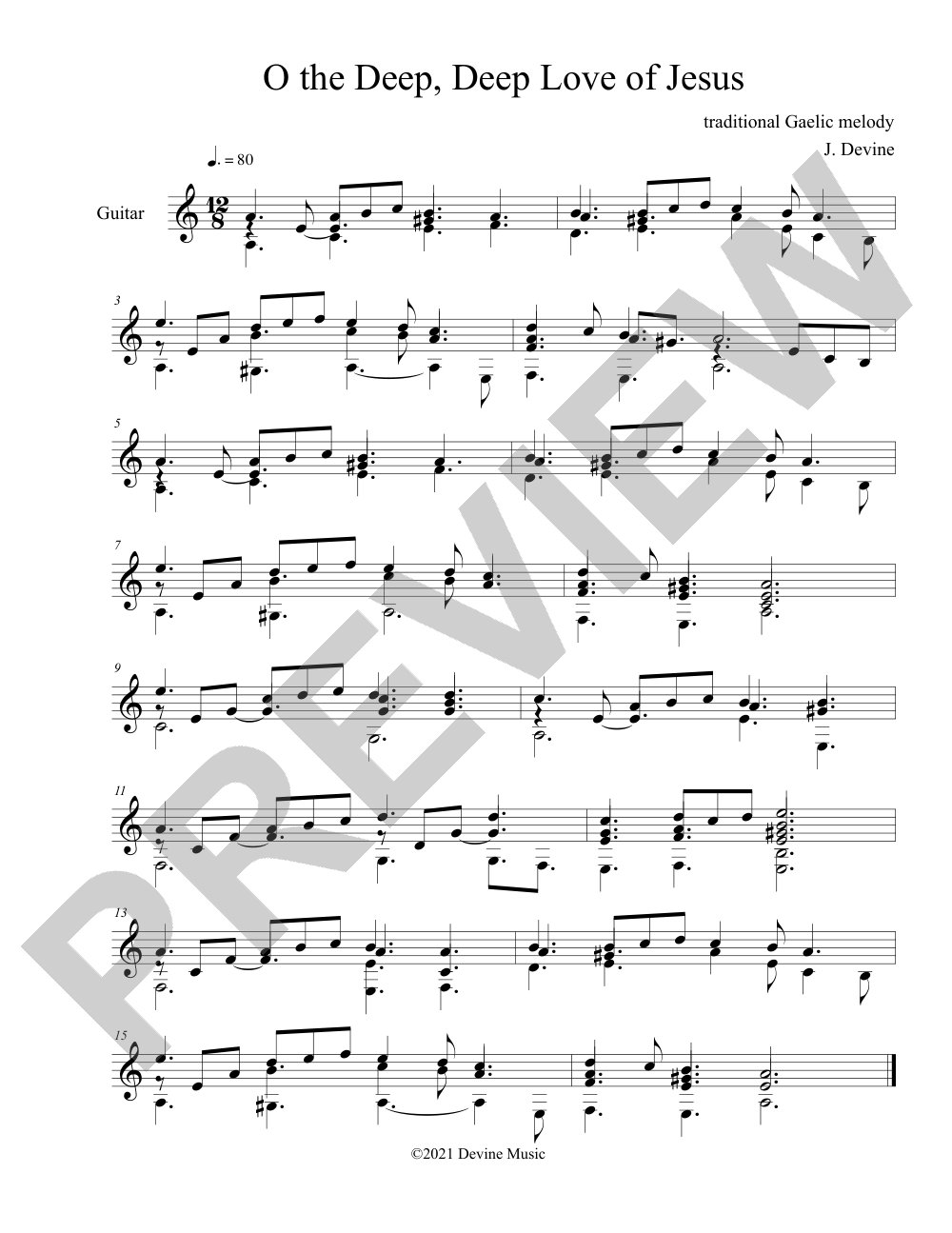 O the Deep, Deep Love of Jesus sheet music preview, page 1 — Jeff Devine
