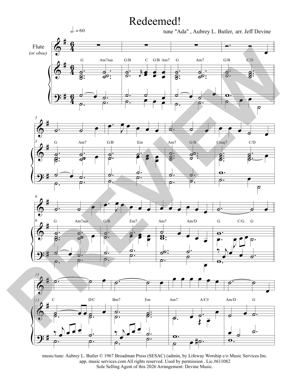 Redeemed! sheet music preview, page 1 — Jeff Devine