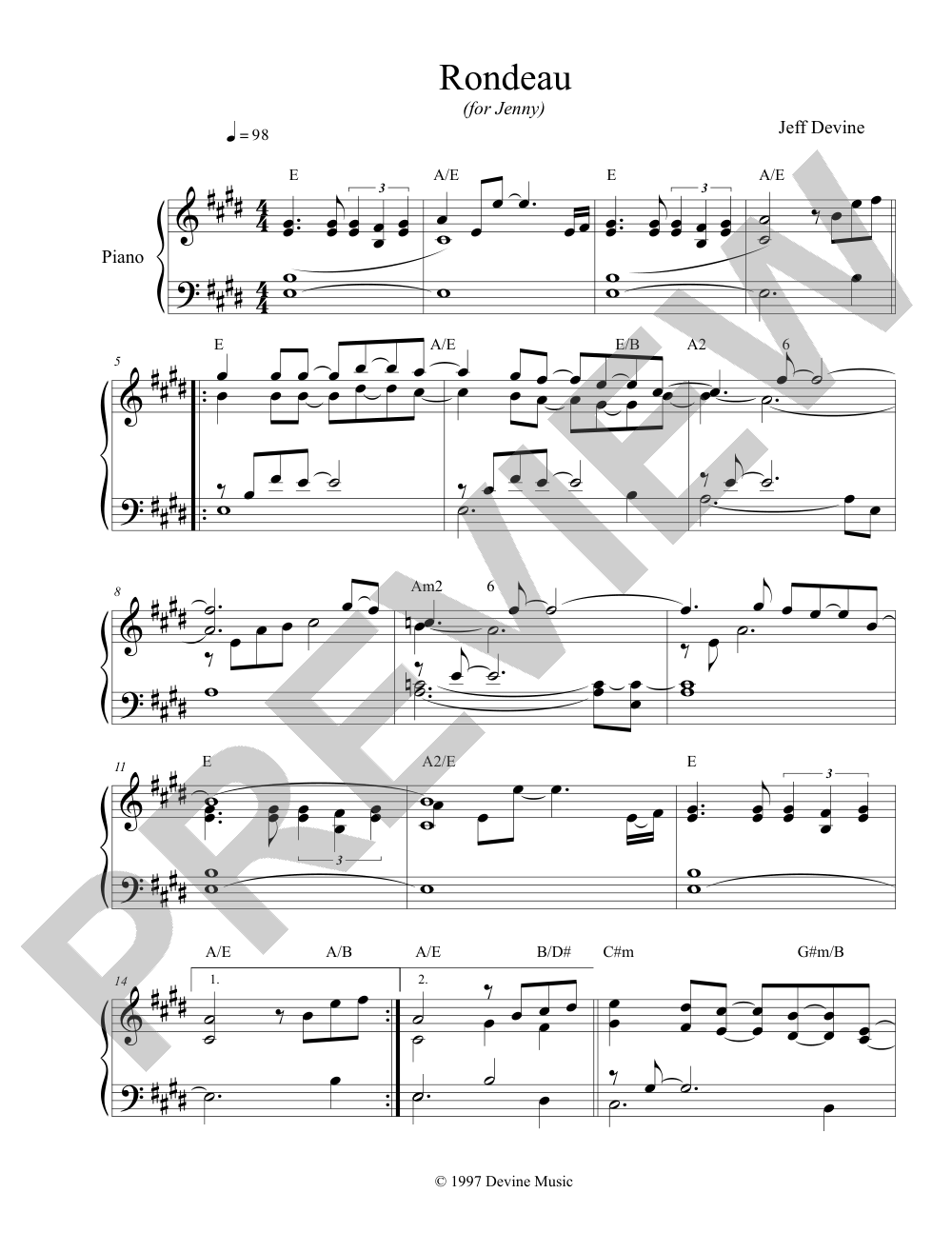 Rondeau sheet music preview, page 1 — Jeff Devine