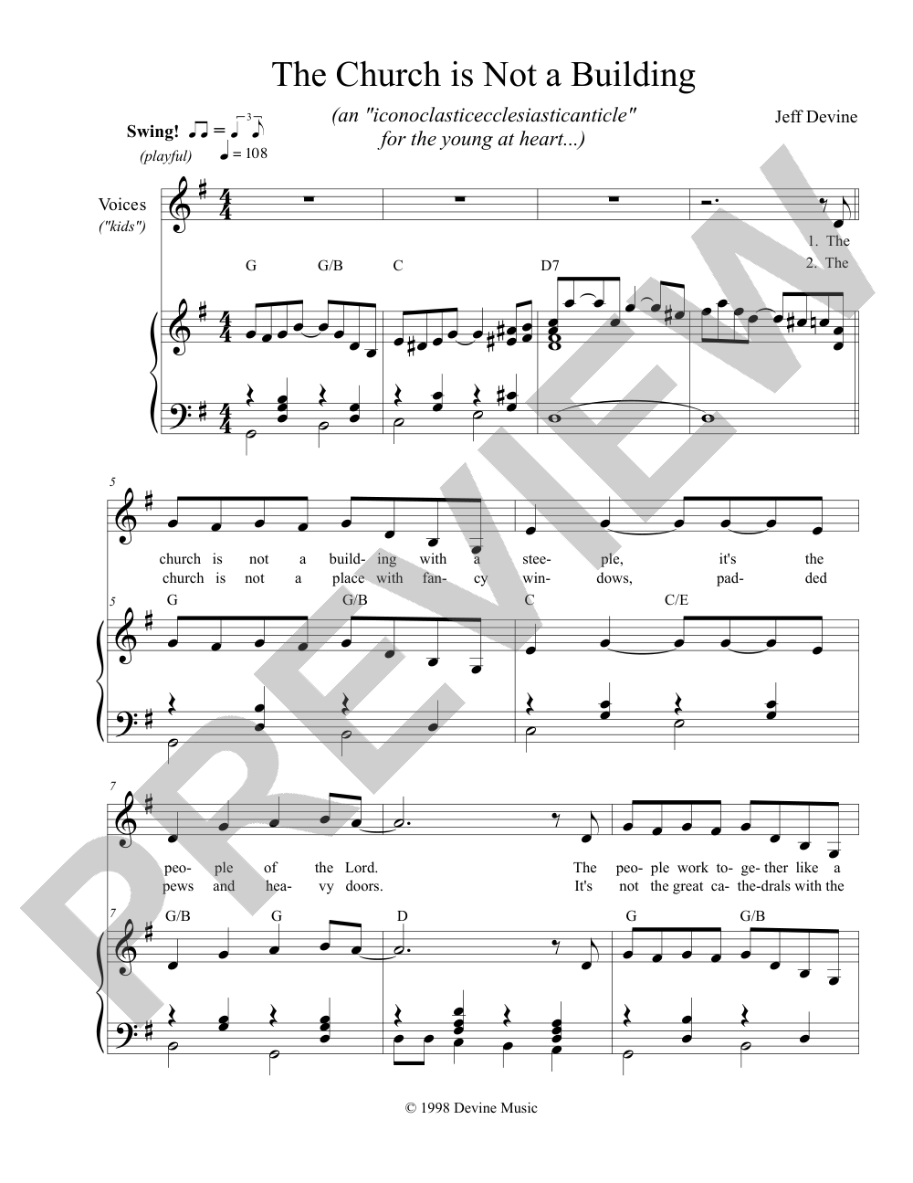 The Church is Not a Building sheet music preview, page 1 — Jeff Devine