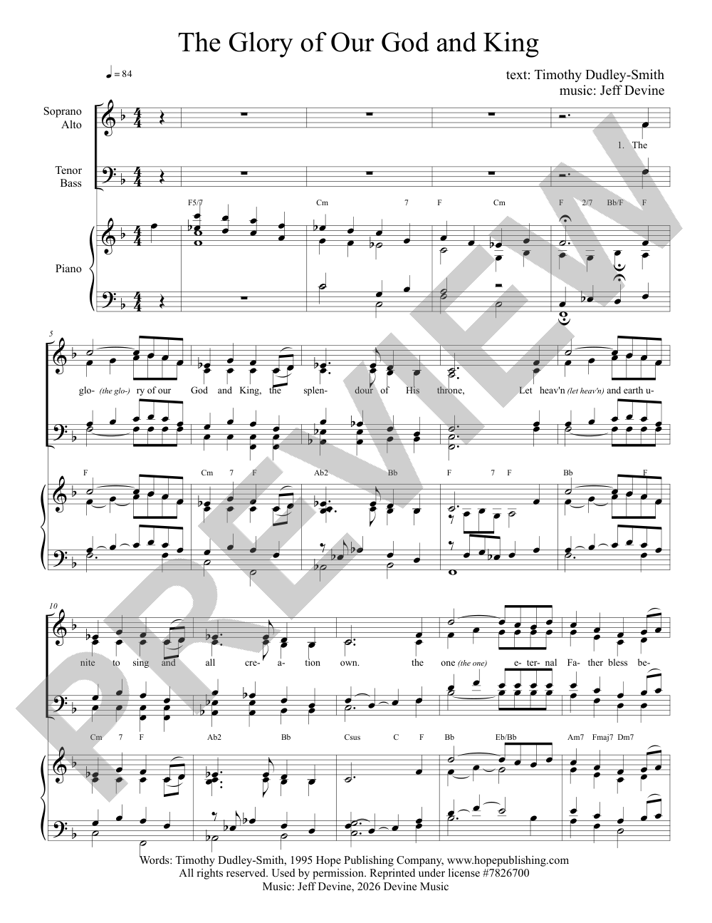 The Glory of Our God and King sheet music preview, page 1 — Jeff Devine