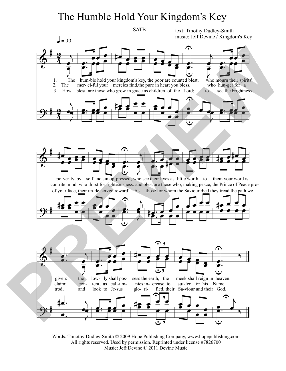 The Humble Hold Your Kingdom's Key sheet music preview, page 1 — Jeff Devine