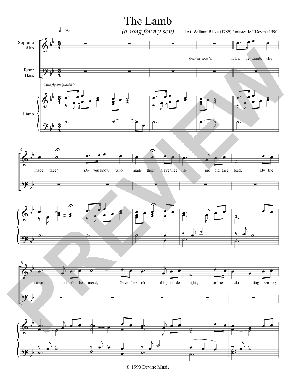 The Lamb sheet music preview, page 1 — Jeff Devine