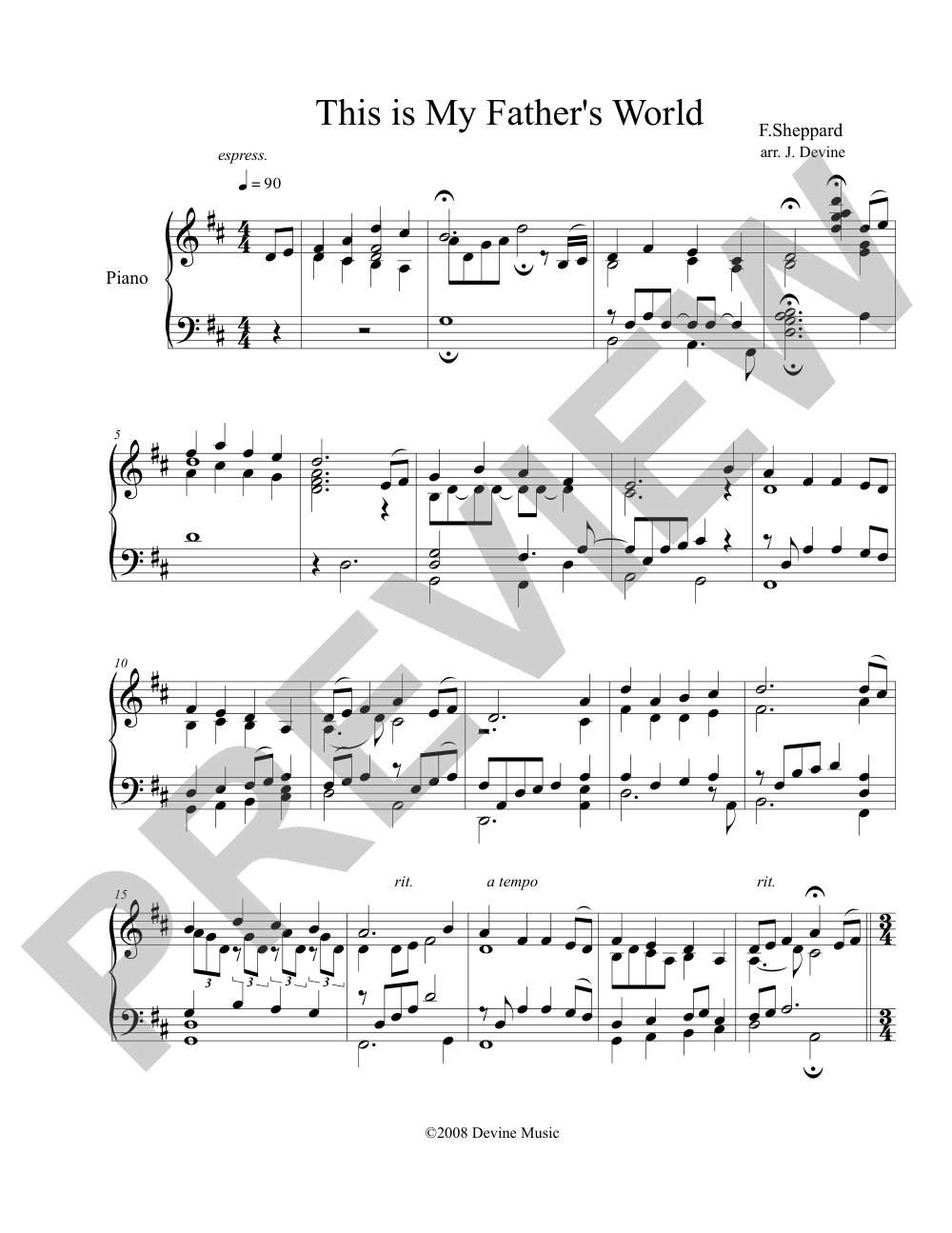 This is My Father's World sheet music preview, page 1 — Jeff Devine