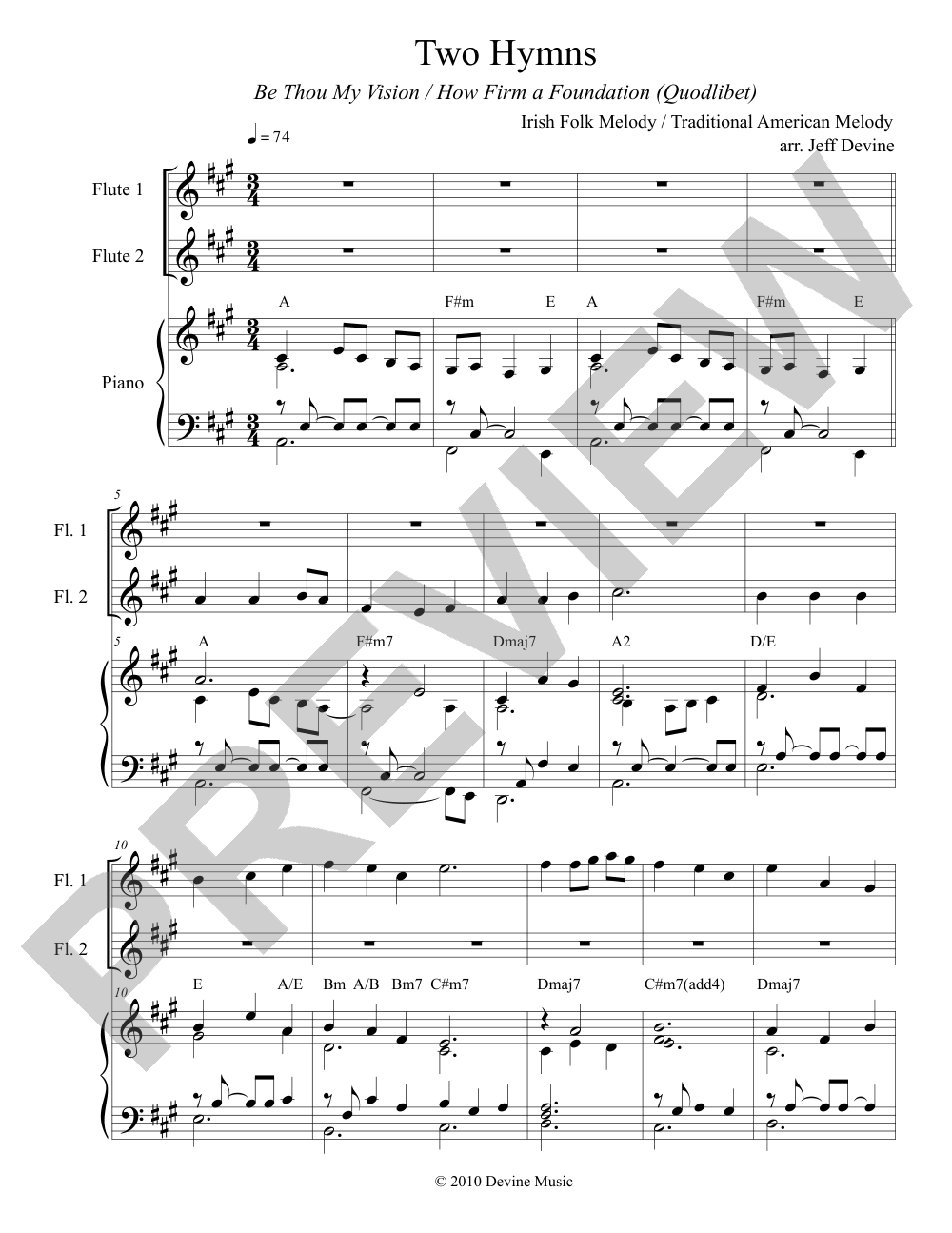 Two Hymns sheet music preview, page 1 — Jeff Devine