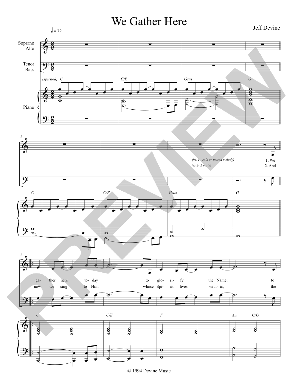 We Gather Here sheet music preview, page 1 — Jeff Devine